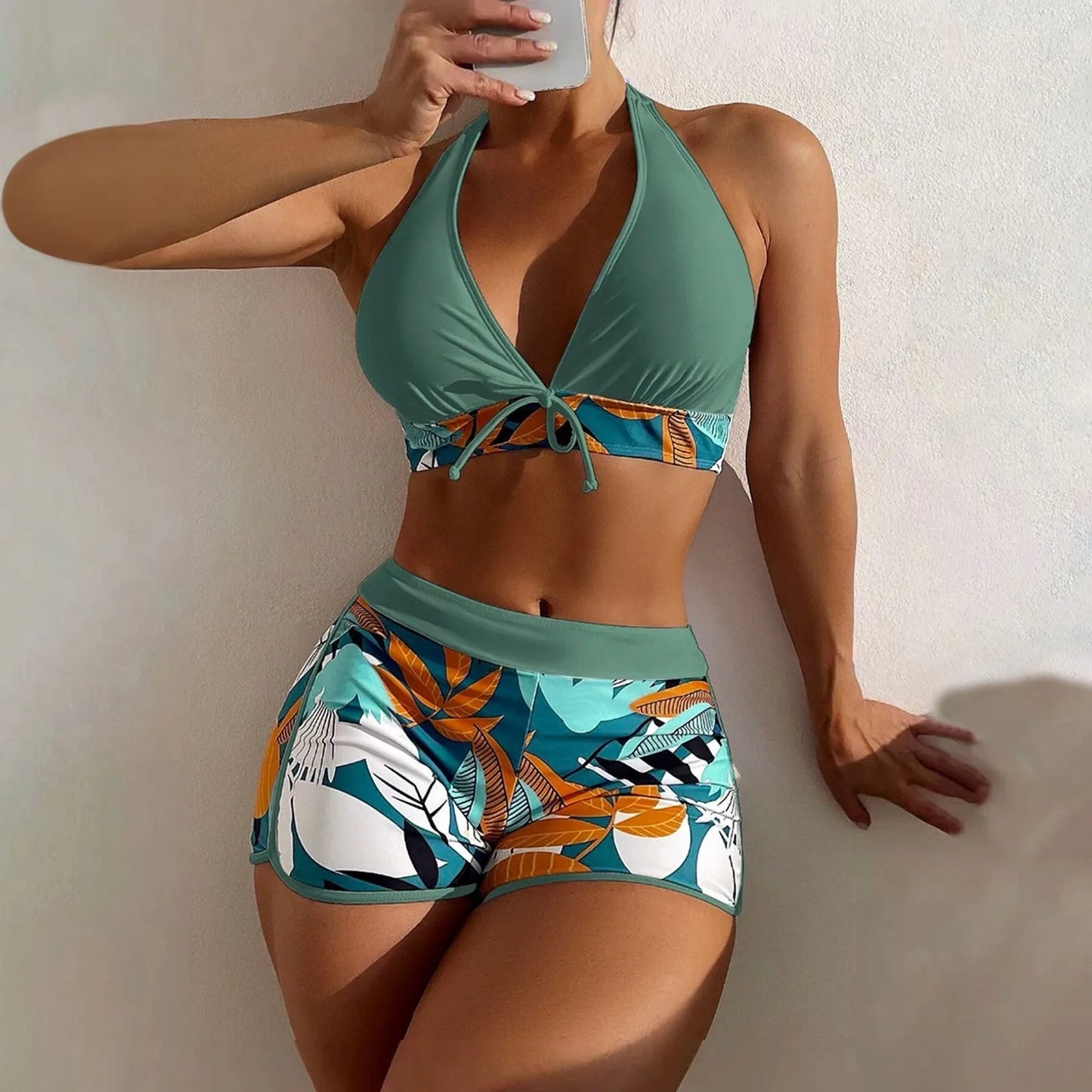 Tropical Serenity High-Waist Bikini Set