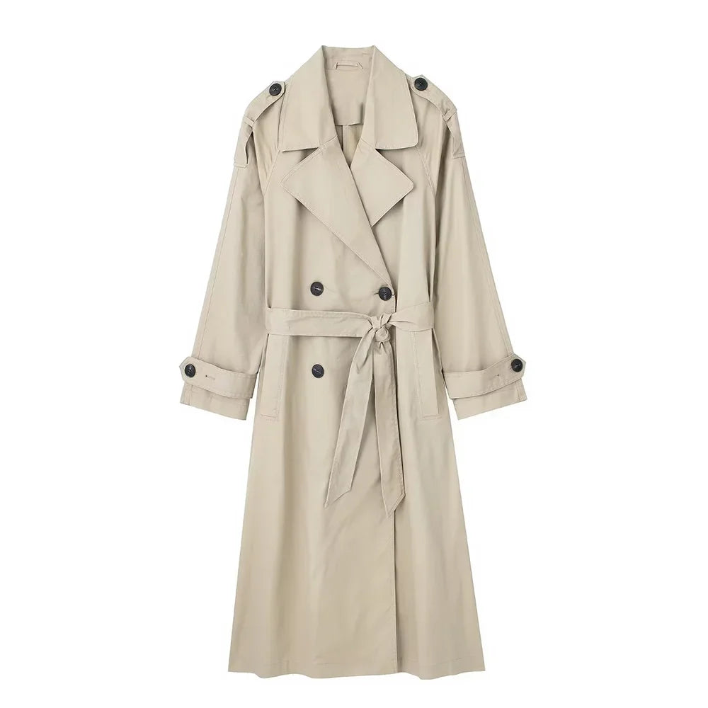 Timeless Grace Double-Breasted Belted Trench Coat