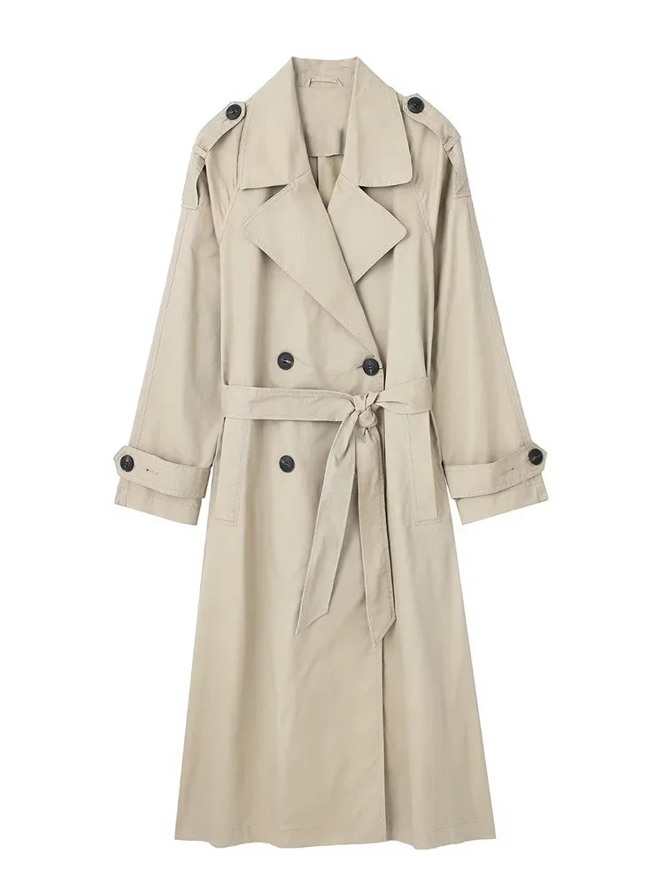 Timeless Grace Double-Breasted Belted Trench Coat