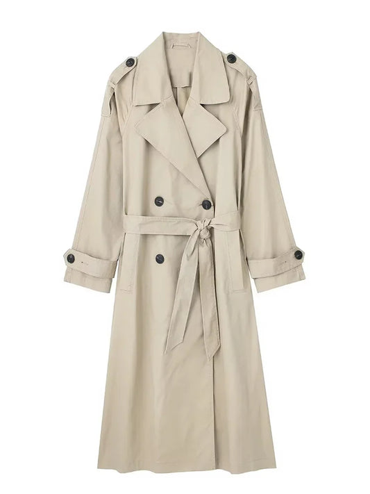 Timeless Grace Double-Breasted Belted Trench Coat