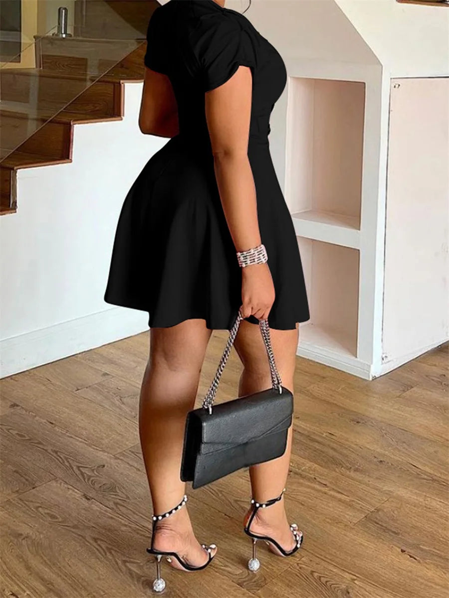 NoirAura – Luxe Button Detail Curvy Dress