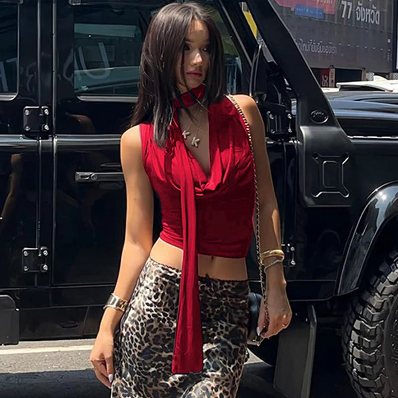 Velvet Crush Halter Drape Top – Bold, Sultry, Unapologetic