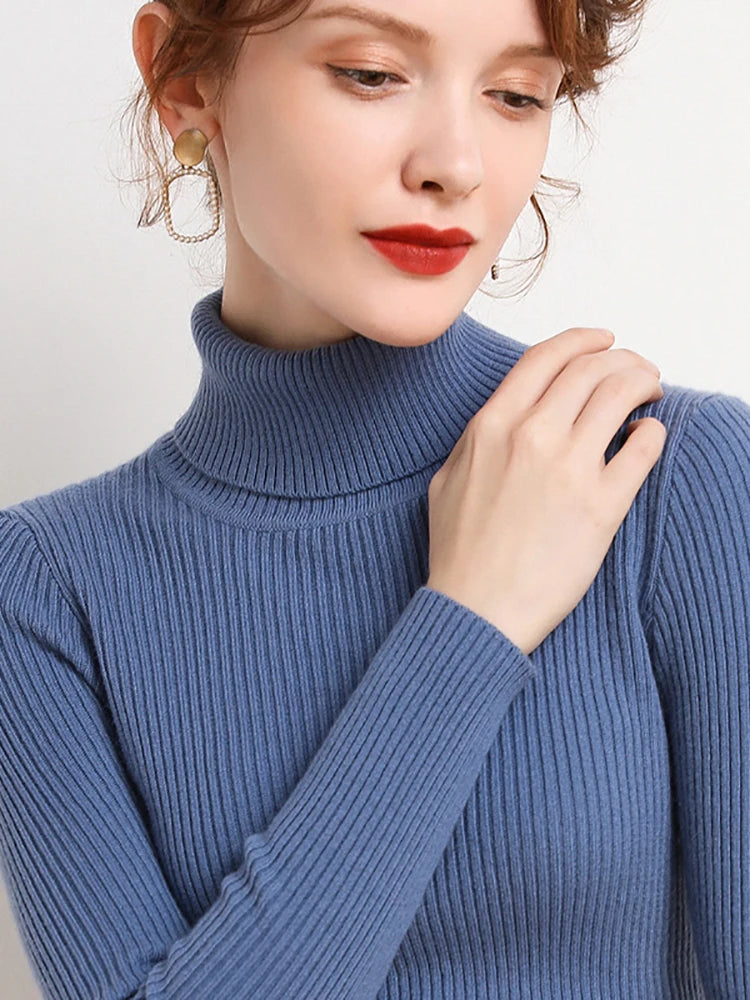 Velvex Ribbed Knit Turtleneck Sweater – Ultra Soft Fit