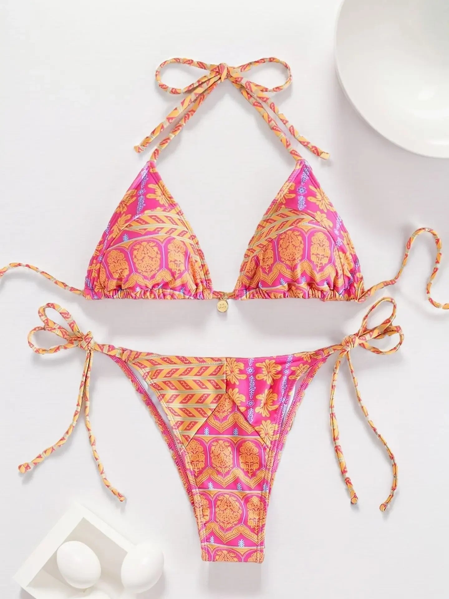 Wild Bloom Lace-Up Bikini Set