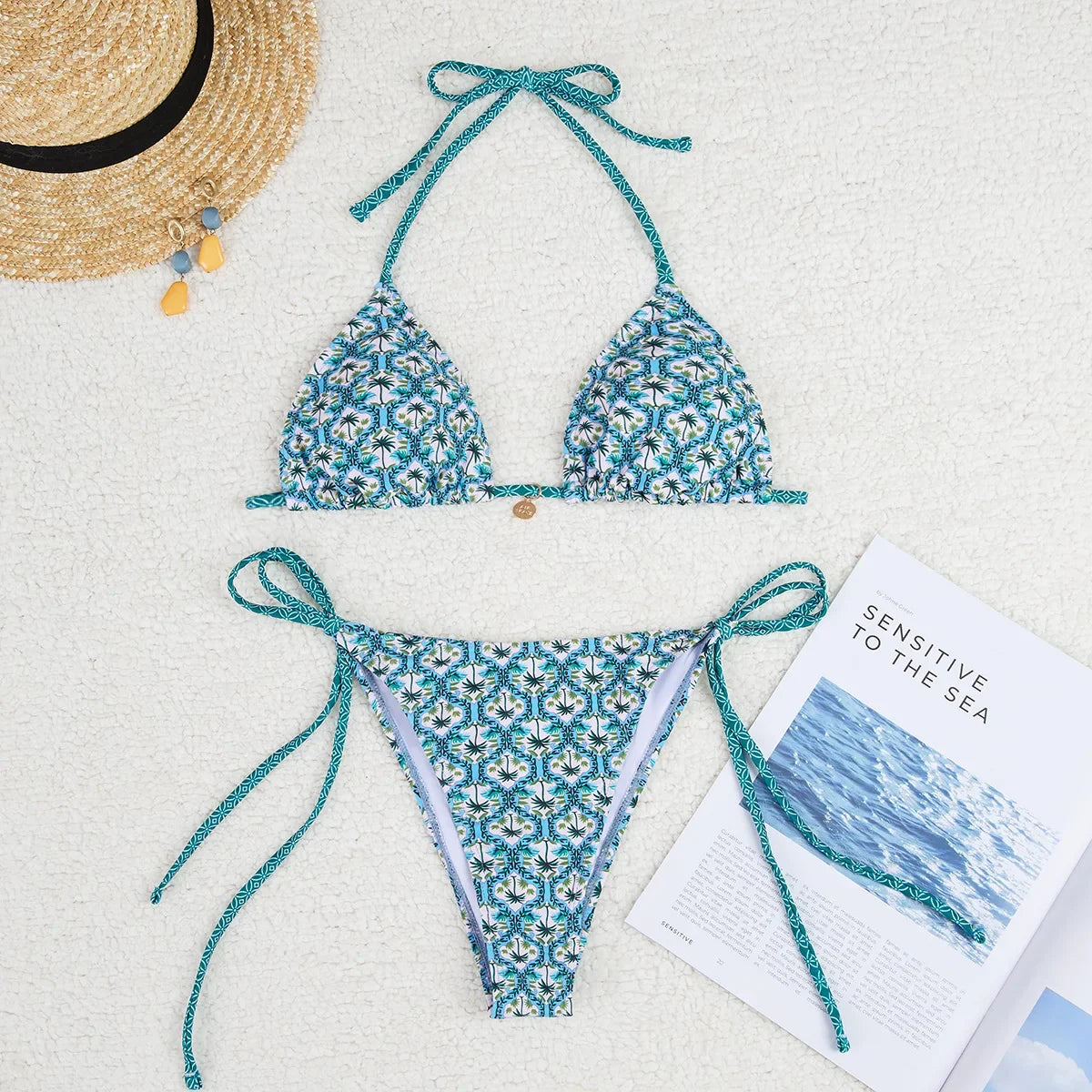 Wild Bloom Lace-Up Bikini Set