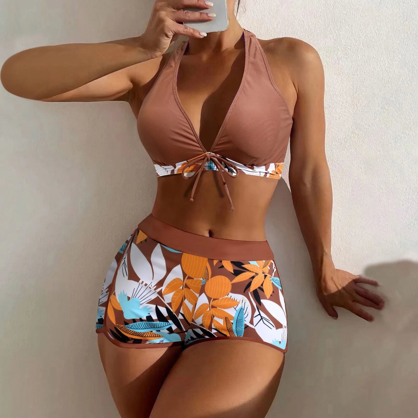 Tropical Serenity High-Waist Bikini Set