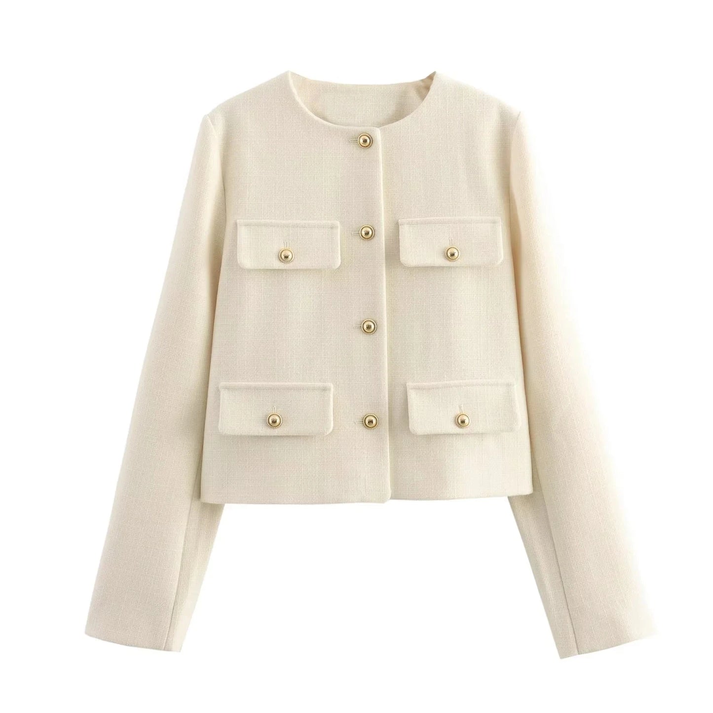 Urbane Muse Button-Front Cropped Blazer