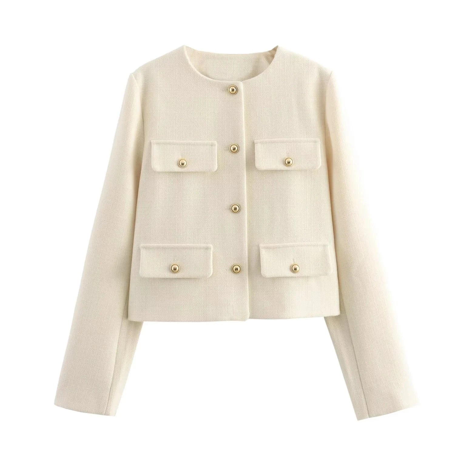 Urbane Muse Button-Front Cropped Blazer